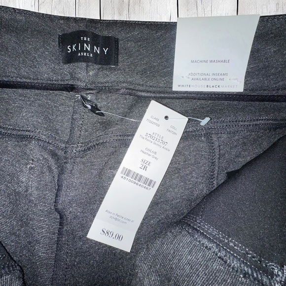 NWT ~ WHBM Women’s Ponte Skinny Ankle Pants Heather Grey ~ Size 2R - Picture 2 of 7